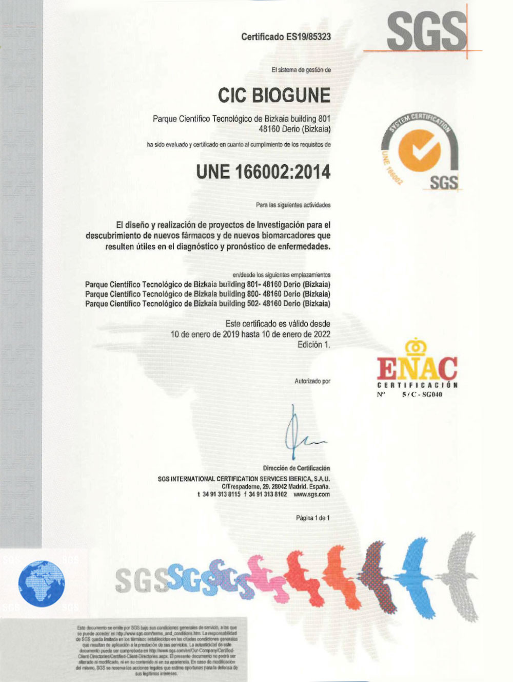 Certificado SGS ENAC